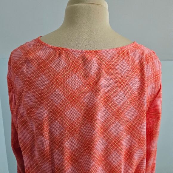 New BP Nordstrom Top Plaid Surplice Neckline Pink Orange Cropped Plus Size 1X - Picture 9 of 16